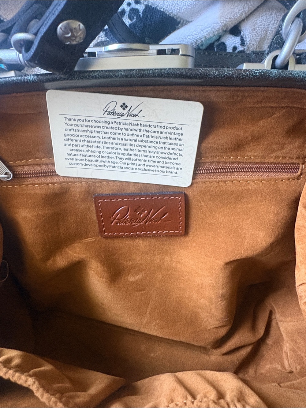 Patricia Nash Turquoise and Brown Tooled Floral Crossbody - Picture 2 of 5